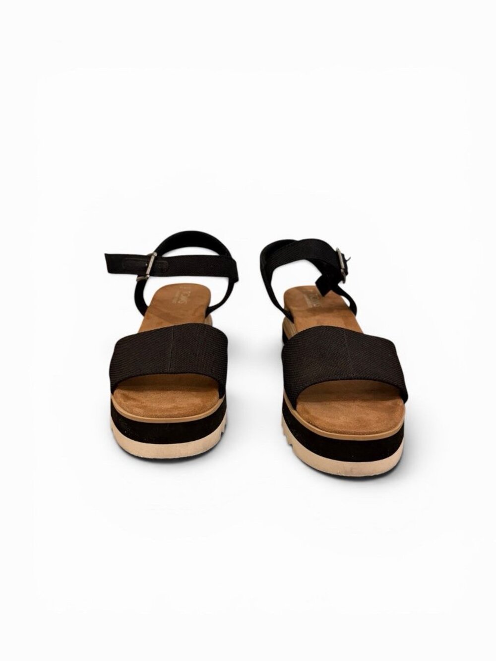 Women’s TOMS Diana Size 10 Canvas Platform Wedge Espadrille Casual Sandals Black - Picture 2 of 8